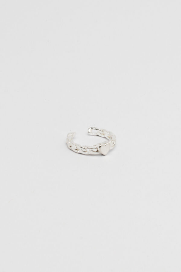 Anel Groumet Coração Prata