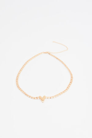 Colar Elo Groumet Ping. Coração Ouro