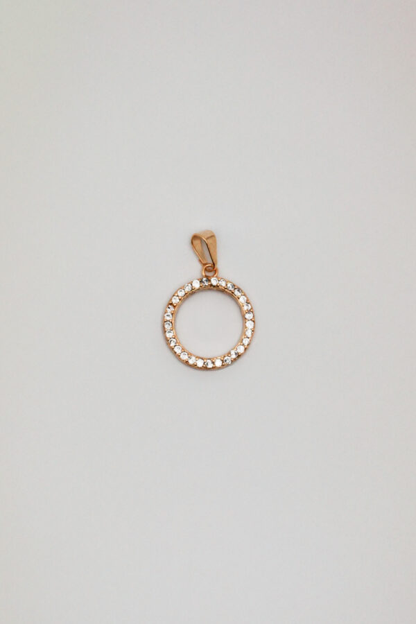 Pingente Circular Cravejado em Ouro