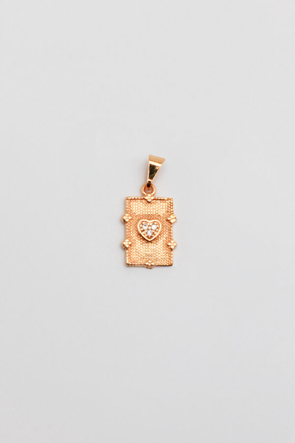 Pingente Placa Coração em Ouro