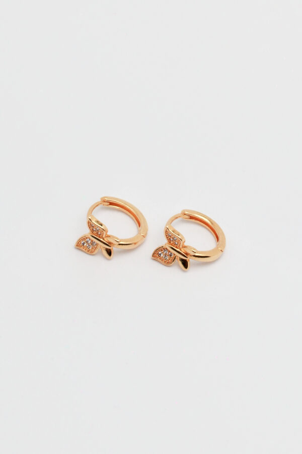 Argola Borboleta Cravejada em Ouro