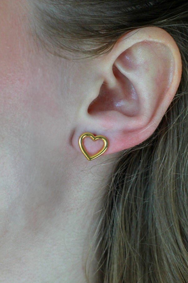 Trio Brincos Coração em Ouro