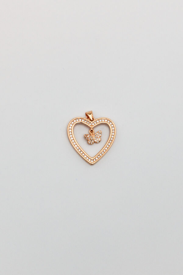 Pingente Coração + Borboleta em Ouro